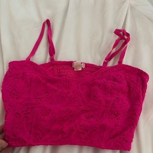 Pink bustier lace top size M